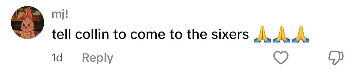A TikTok user asks Kitts to tell Murray-Boyles to go to the 76ers
